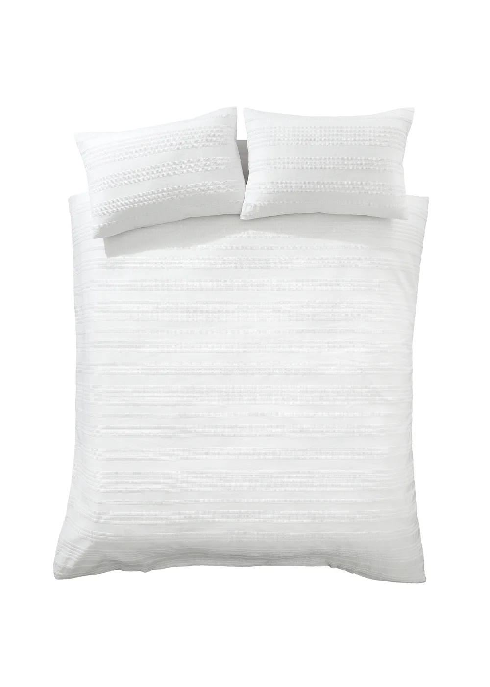 Bianca Fine Linens Waffle Cotton Stripe Duvet Cover Set White - Single Image 6