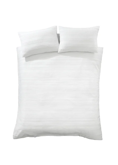 Bianca Fine Linens Waffle Cotton Stripe Duvet Cover Set White - Single Image 6