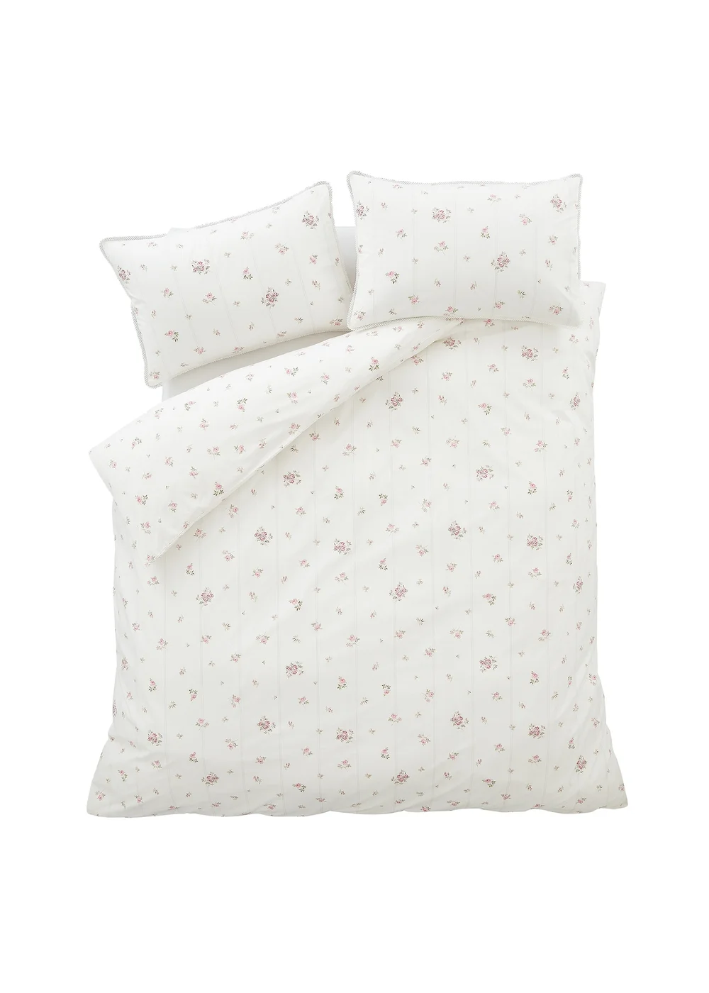 Bianca Fine Linens Vintage Rosebud Lace 200 Thread Count Cotton Reversible Duvet Cover Set Cream - Double Image 6