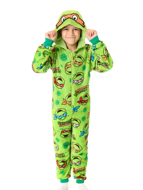 Vanilla Underground Teenage Mutant Ninja Turtles Boys Green Masks Onesie (3-12 Years) - Age 11-12 Years Image 1