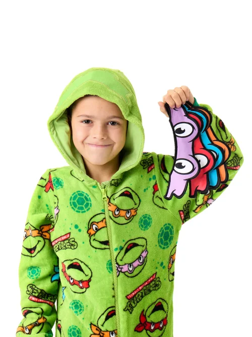 Vanilla Underground Teenage Mutant Ninja Turtles Boys Green Masks Onesie (3-12 Years) - Age 11-12 Years Image 4