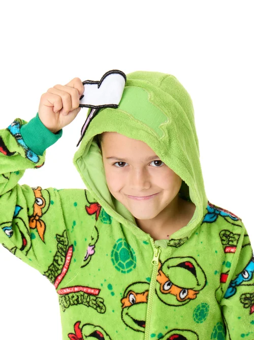 Vanilla Underground Teenage Mutant Ninja Turtles Boys Green Masks Onesie (3-12 Years) - Age 11-12 Years Image 3
