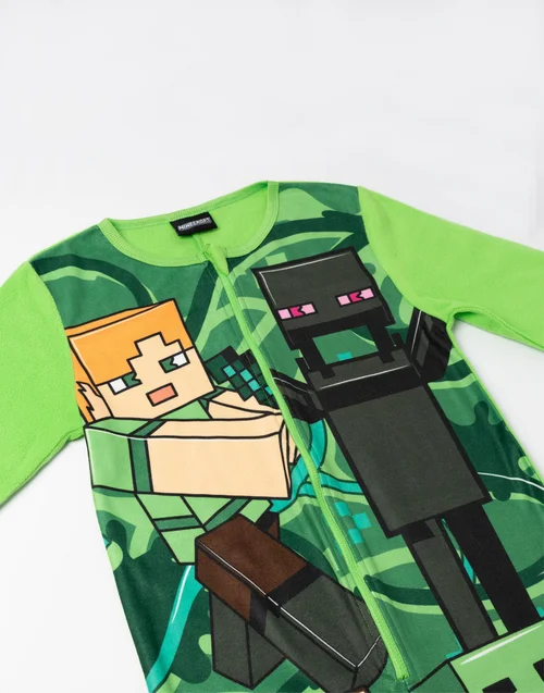 Vanilla Underground Minecraft Boys Green Creeper Onesie (5-14 Years) - 11-12 Yrs Image 3