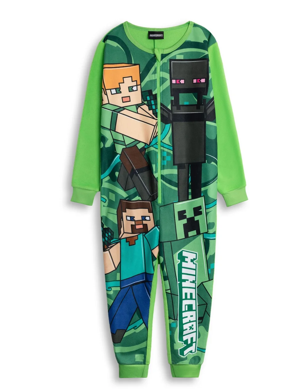 Vanilla Underground Minecraft Boys Green Creeper Onesie (5-14 Years) - 11-12 Yrs Image 1