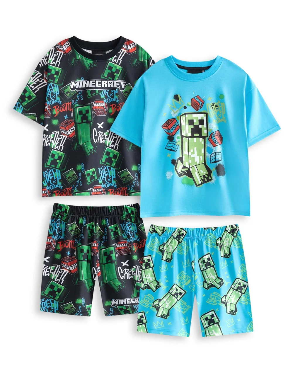 Vanilla Underground Minecraft Boys Multicoloured Creeper Short Pyjama Set (5-14 Years) - 2 Pack - 5-6 Yrs Image 1