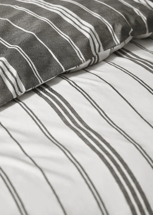 Catherine Lansfield Harbour Stripe Reversible Duvet Cover Set Black - Single Image 4