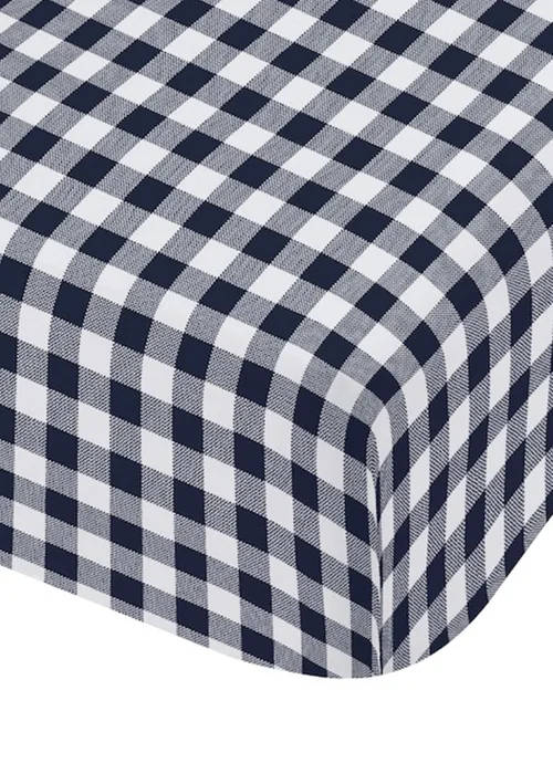 Catherine Lansfield Bamford Gingham Check Fitted Sheet Navy Blue - Single Image 3