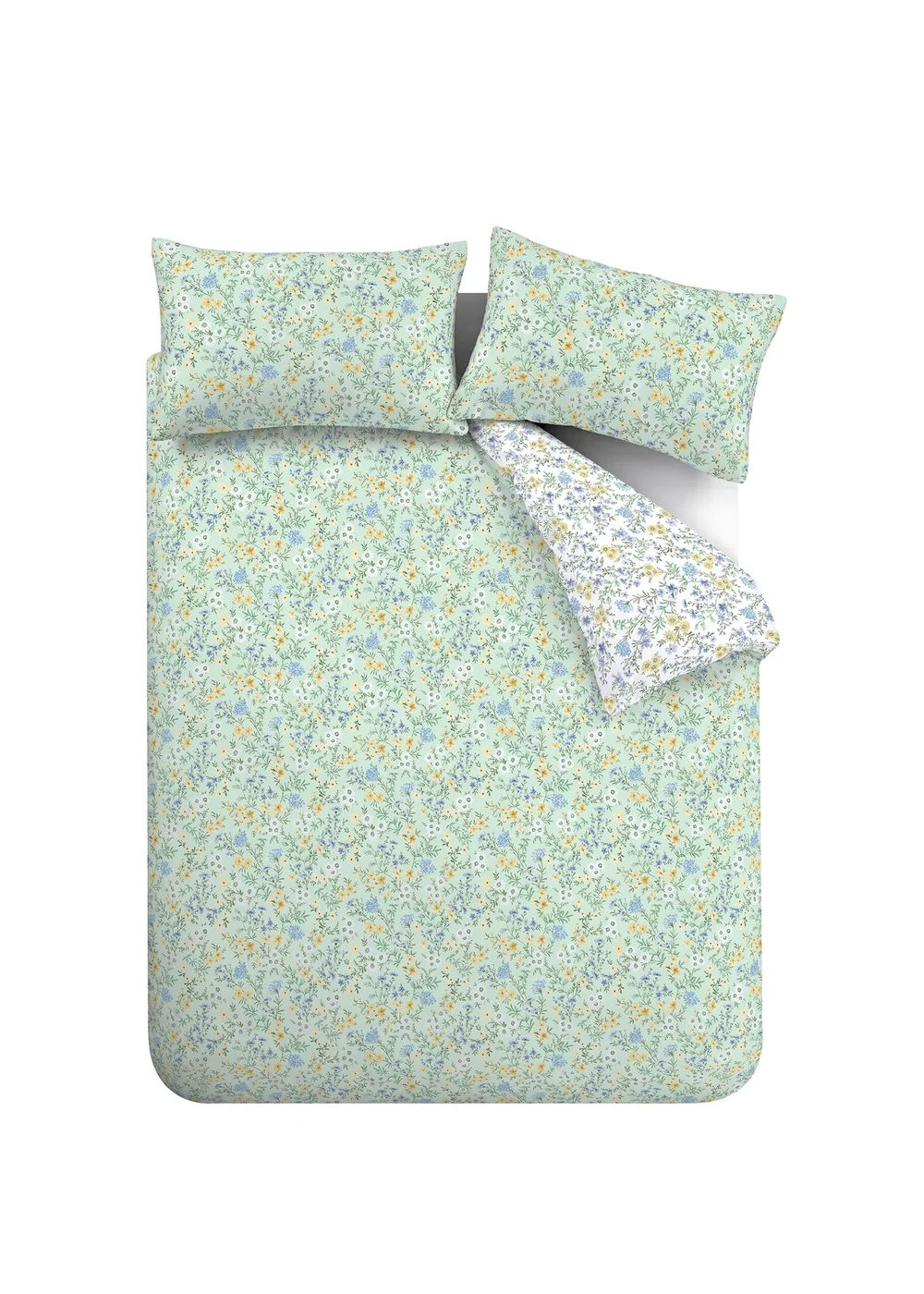 Bianca Fine Linens Ditsy Floral 200 Thread Count Cotton Reversible Duvet Cover Set Green - Single Image 6