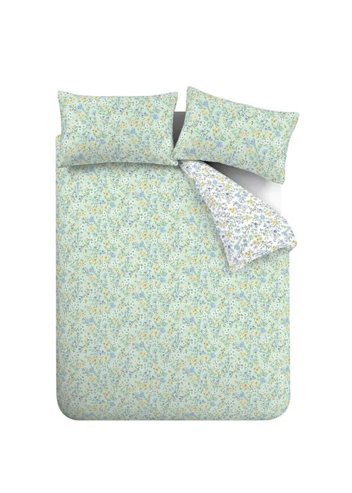 Bianca Fine Linens Ditsy Floral 200 Thread Count Cotton Reversible Duvet Cover Set Green - Single Image 6