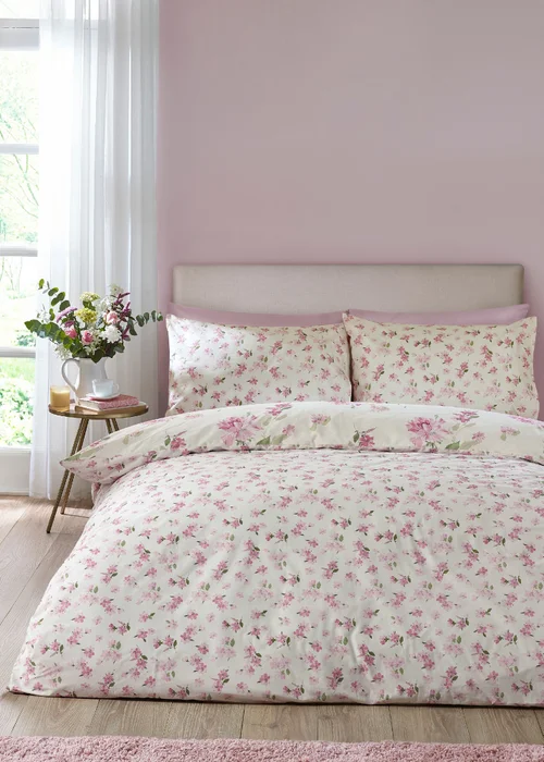 Catherine Lansfield Avebury Floral Reversible Duvet Cover Set Cream - Single Image 2