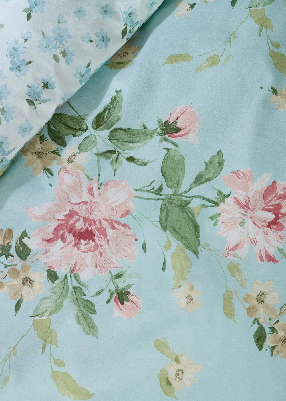 Catherine Lansfield Avebury Floral Reversible Duvet Cover Set Duck Egg Blue - Single Image 4