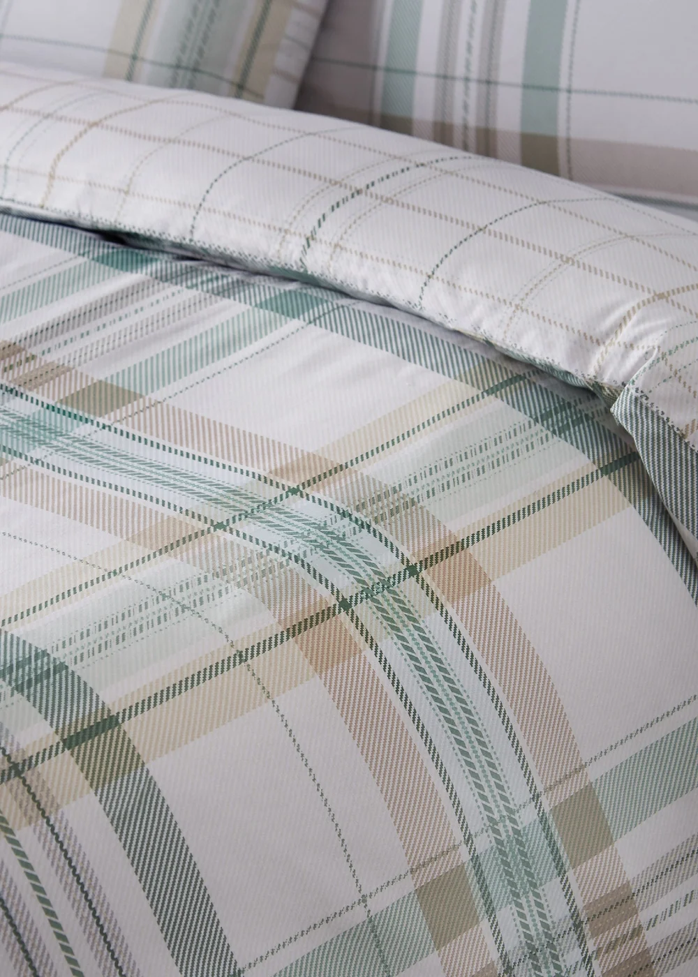 Catherine Lansfield Cartmel Check Reversible Duvet Cover Set Soft Green - Single Image 4