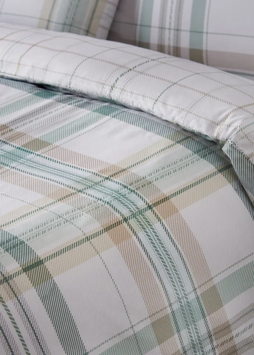 Catherine Lansfield Cartmel Check Reversible Duvet Cover Set Soft Green - Single Image 4