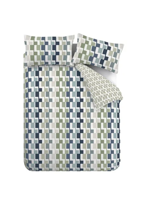 Catherine Lansfield Bryson Geo Reversible Duvet Cover Set Blue - Single Image 5
