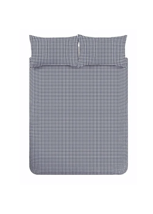 Catherine Lansfield Bamford Gingham Check Reversible Duvet Cover Set Navy Blue - Single Image 5