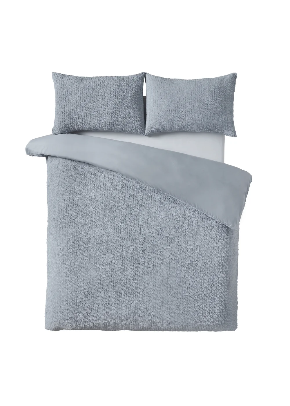 Catherine Lansfield Crinkle Seersucker Duvet Cover Set Blue - Single Image 4