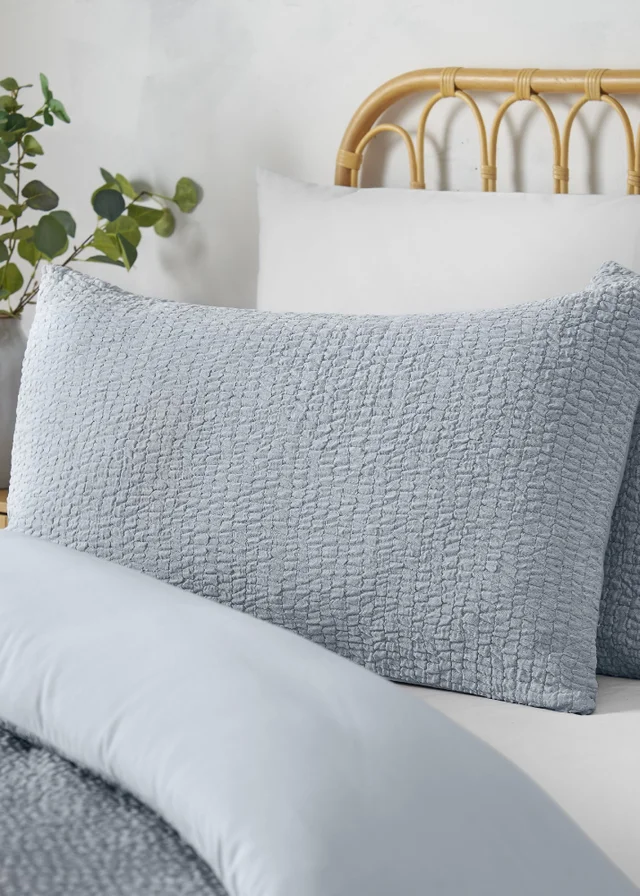 Catherine Lansfield Crinkle Seersucker Duvet Cover Set Blue