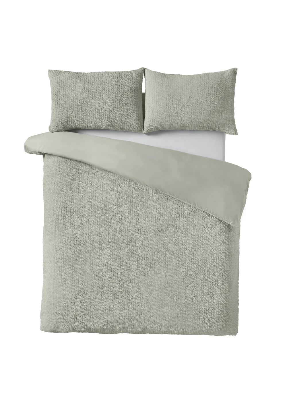 Catherine Lansfield Crinkle Seersucker Duvet Cover Set Green - Single Image 4