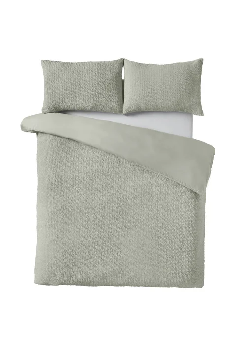 Catherine Lansfield Crinkle Seersucker Duvet Cover Set Green - Single Image 4