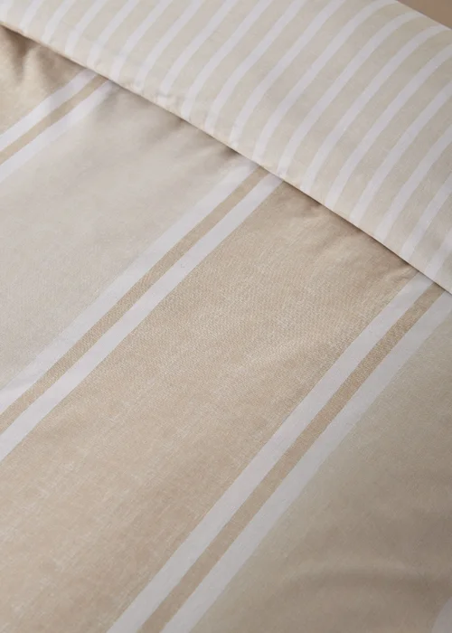 Catherine Lansfield Banded Stripe Reversible Duvet Cover Set Natural - Single Image 4
