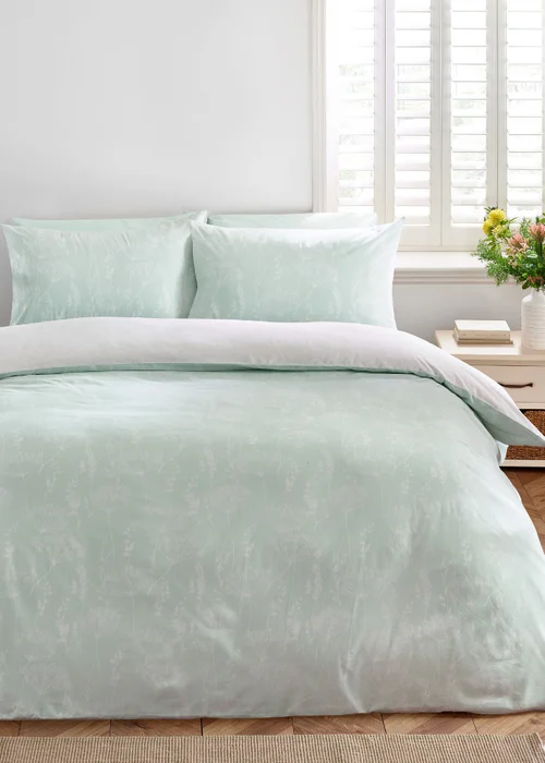 Catherine Lansfield Meadowsweet Floral Reversible Duvet Cover Set Bright - Single Image 2