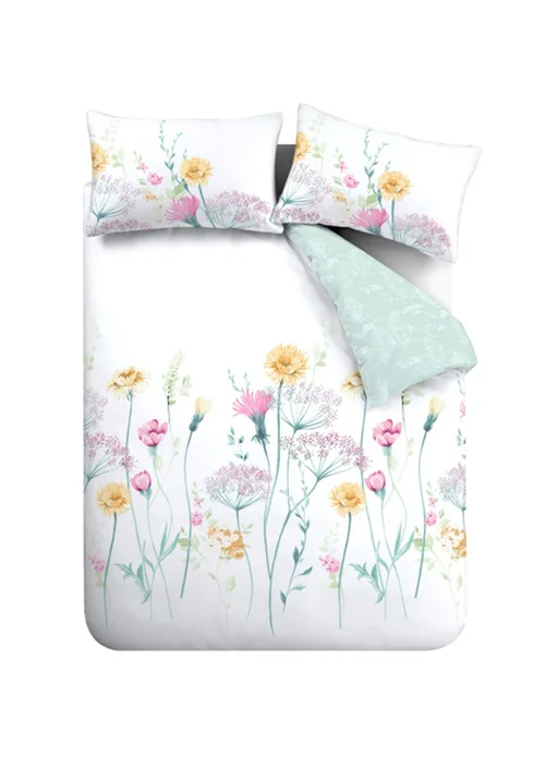 Catherine Lansfield Meadowsweet Floral Reversible Duvet Cover Set Bright - Single Image 6