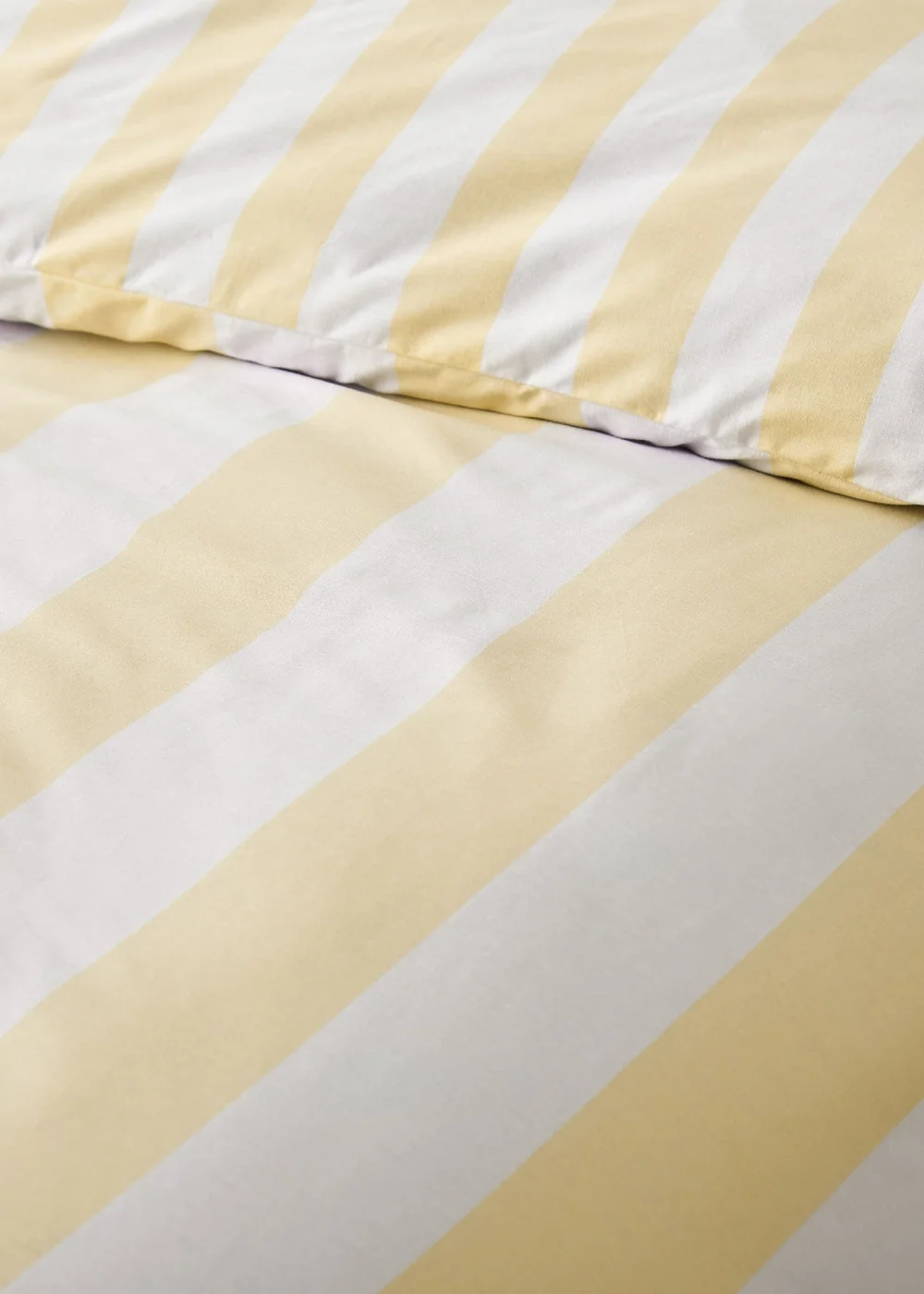 Catherine Lansfield Cove Stripe Reversible Duvet Cover Set Yellow - Single Image 4
