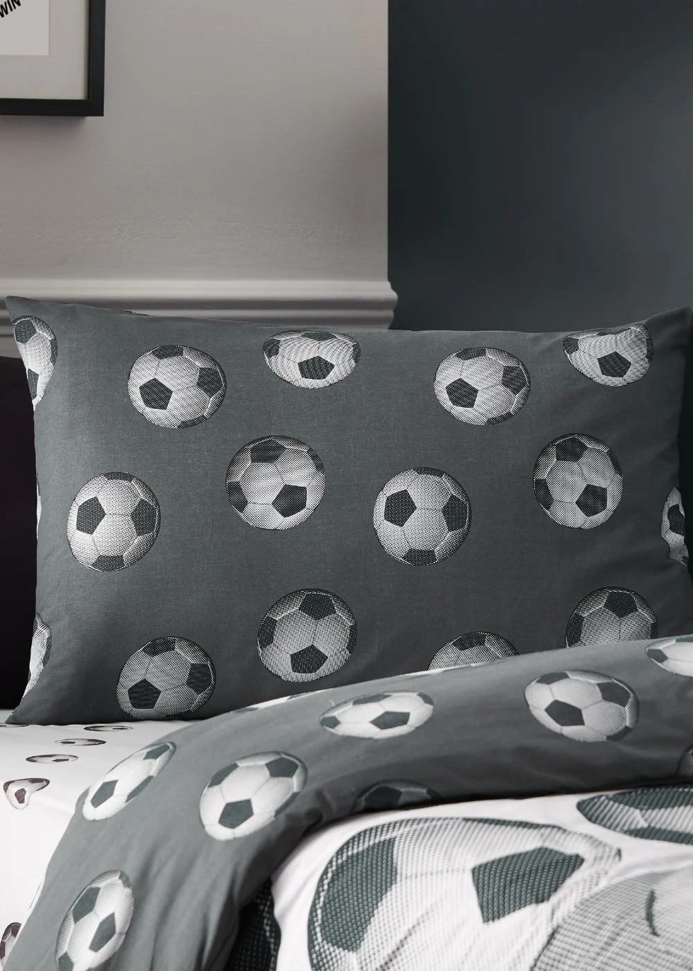 Catherine Lansfield Football Reversible Duvet Cover Set Grey - Single Image 3