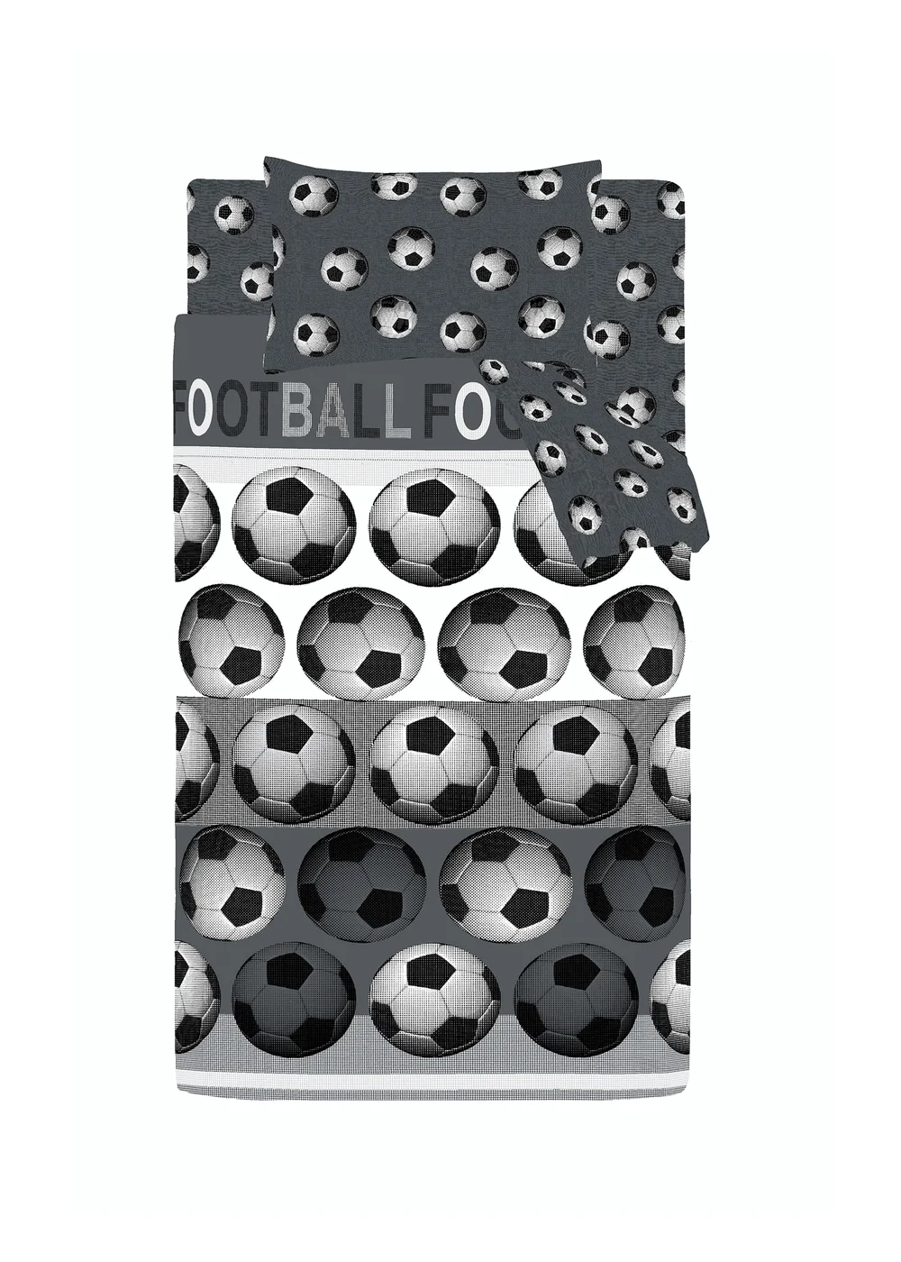 Catherine Lansfield Football Reversible Duvet Cover Set Grey - Single Image 5