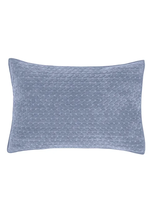 Bianca Fine Linens Attica Velvet Embroidered Pillow sham Pair Blue - One Size Image 3