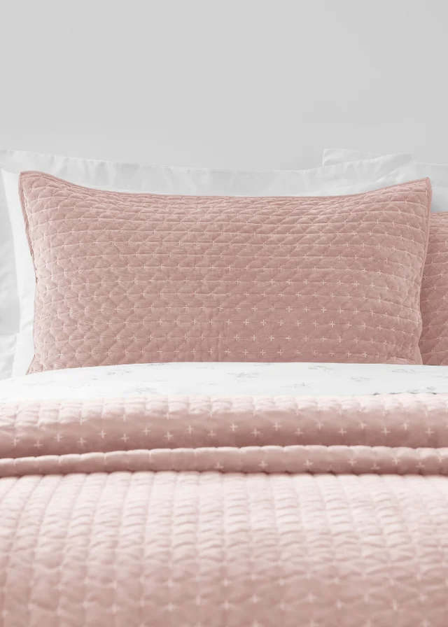 Bianca Fine Linens Attica Velvet Embroidered Pillow sham Pair Pink