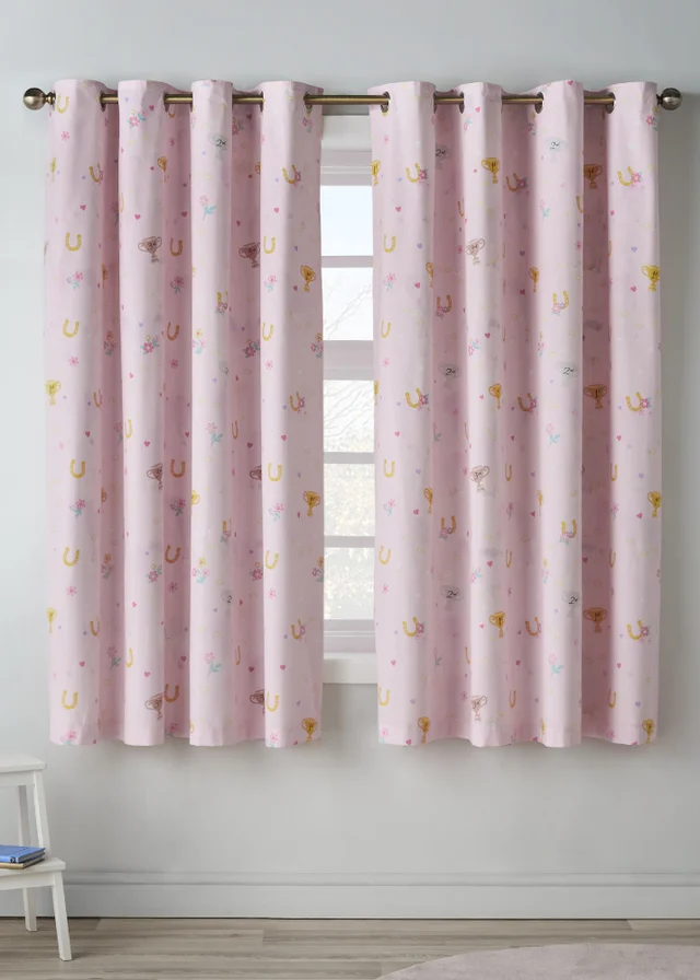 Catherine Lansfield Kids Happy Horses Fully Reversible Eyelet Curtains Cream