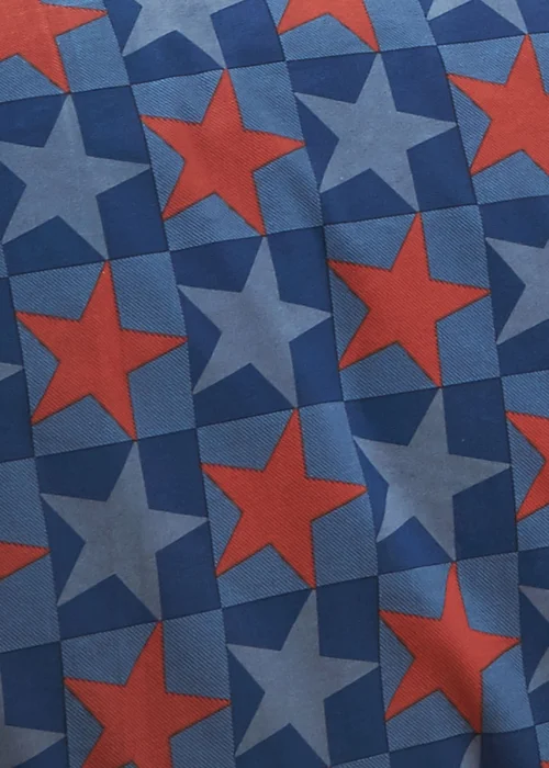Catherine Lansfield Stars And Check Fitted Sheet Blue - Single Image 2