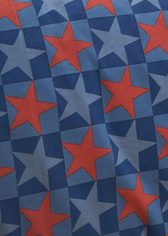 Catherine Lansfield Stars And Check Fitted Sheet Blue