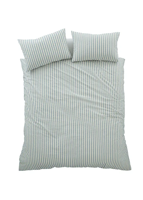 Pineapple Elephant Cotton Rich Woven Stripe Duvet Cover Set Blue - Double Image 5
