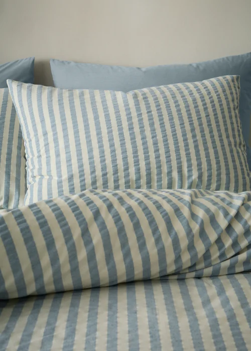 Pineapple Elephant Cotton Rich Woven Stripe Duvet Cover Set Blue - Double Image 2