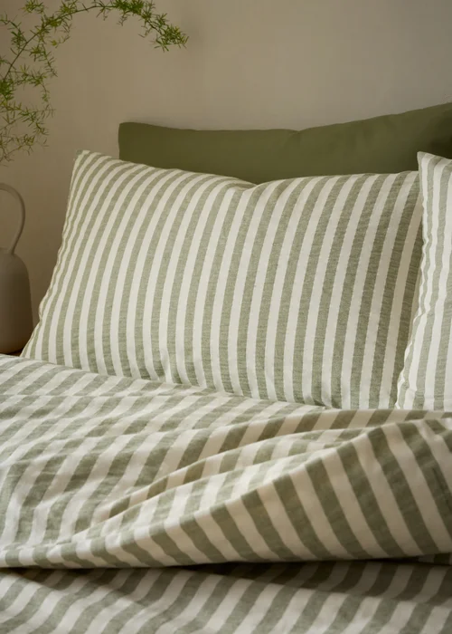 Pineapple Elephant Cotton Rich Woven Stripe Duvet Cover Set Green - King Image 2