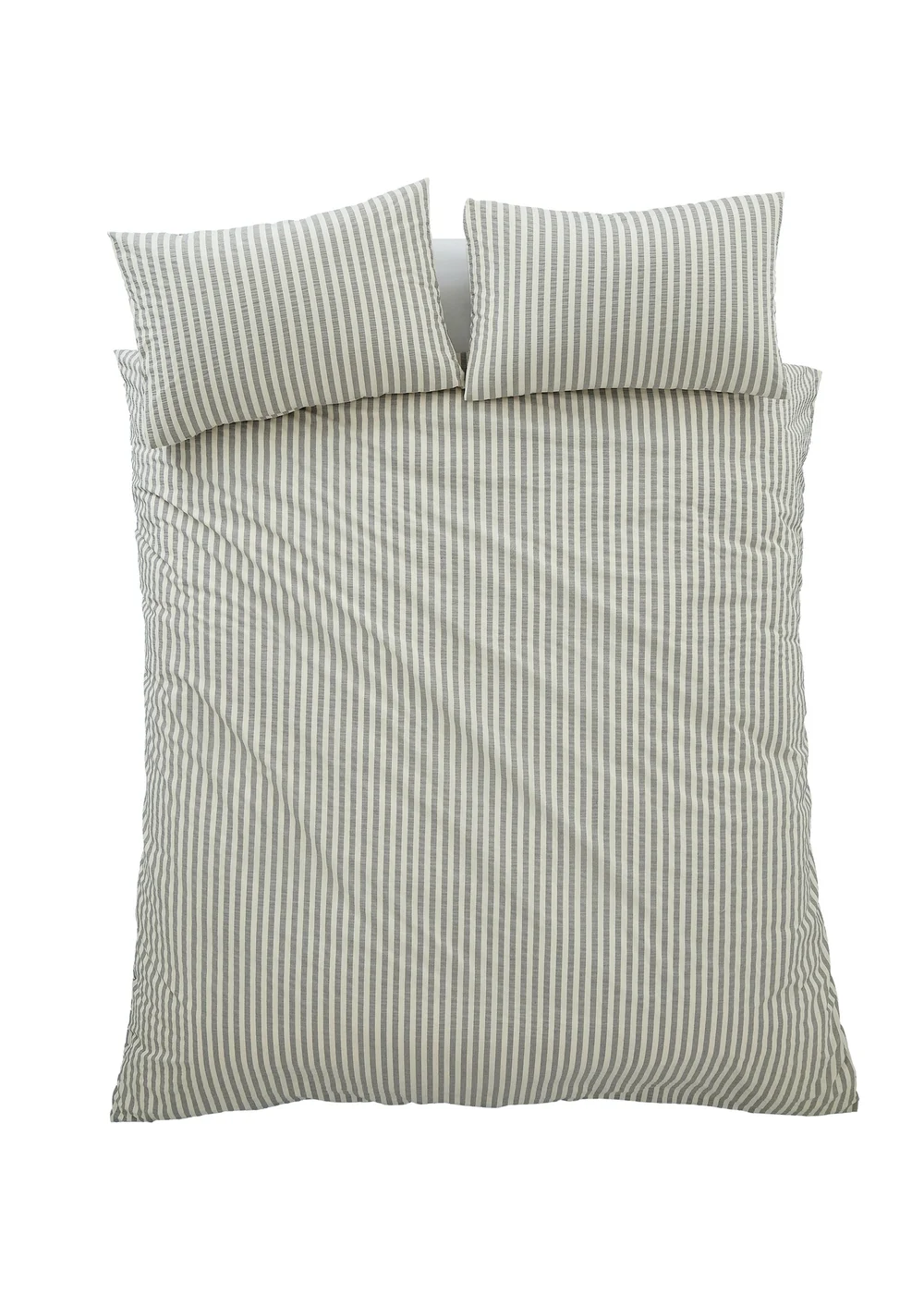 Pineapple Elephant Cotton Rich Woven Stripe Duvet Cover Set Grey - Single Image 5