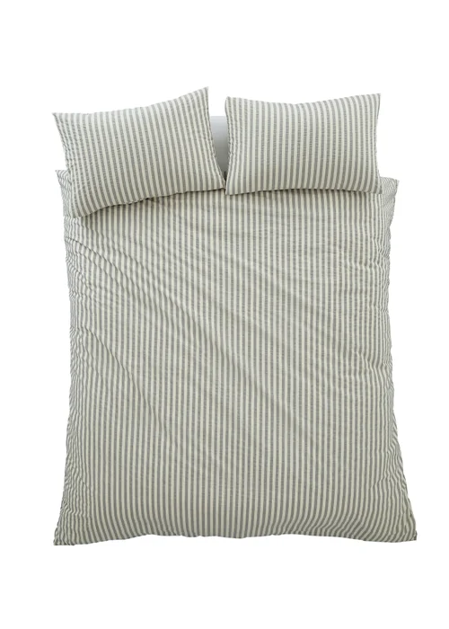 Pineapple Elephant Cotton Rich Woven Stripe Duvet Cover Set Grey - Single Image 5