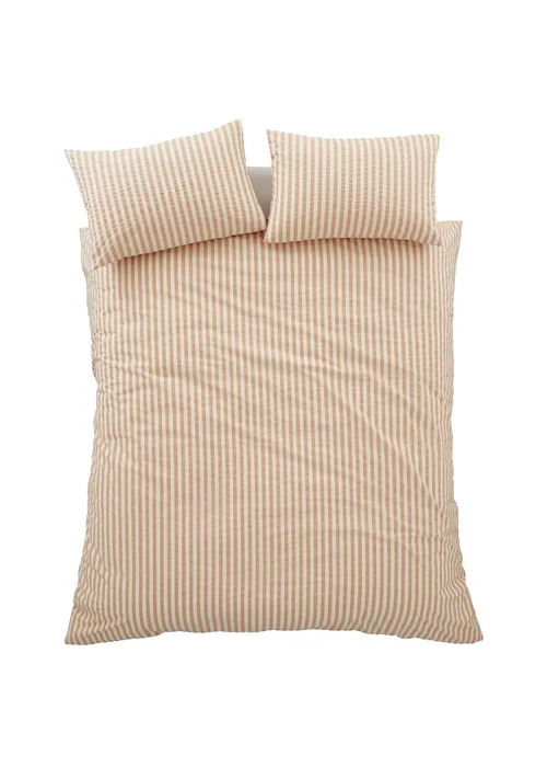 Pineapple Elephant Cotton Rich Woven Stripe Duvet Cover Set Clay - Single Image 5