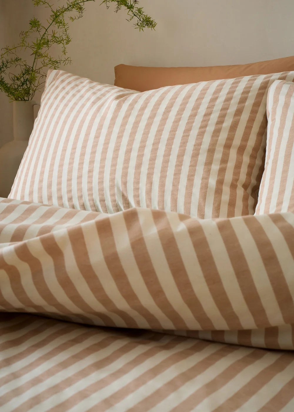 Pineapple Elephant Cotton Rich Woven Stripe Duvet Cover Set Clay - Single Image 2
