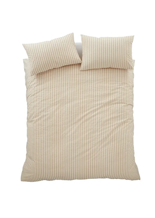 Pineapple Elephant Cotton Rich Woven Stripe Duvet Cover Set Natural - Single Image 5