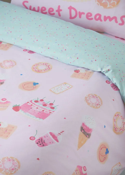 Catherine Lansfield Sweet Treats Reversible Duvet Cover Set Pink - Single Image 4