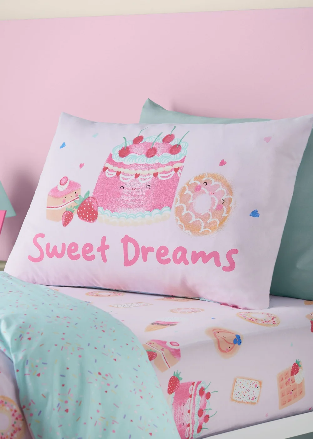Catherine Lansfield Sweet Treats Reversible Duvet Cover Set Pink - Single Image 3
