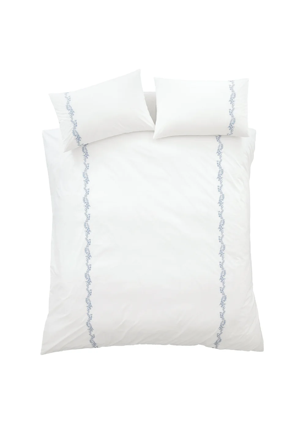 Bianca Fine Linens Camille Embroidered Floral 200 Thread Count Cotton Duvet Cover Set Blue - Single Image 5