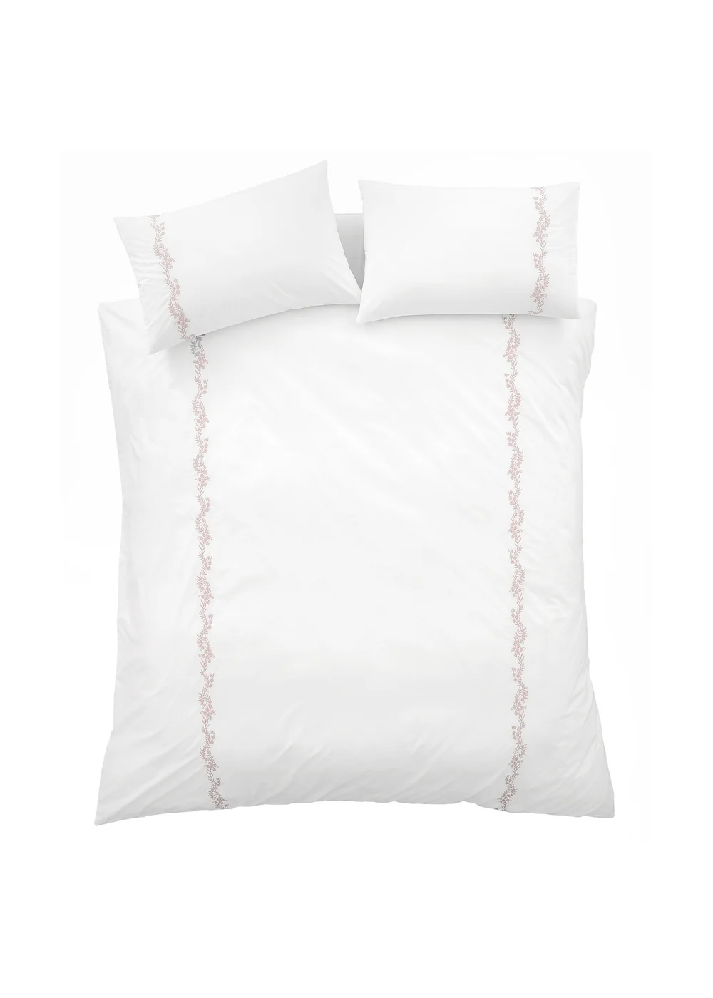 Bianca Fine Linens Camille Embroidered Floral 200 Thread Count Cotton Duvet Cover Set Pink - Single Image 5