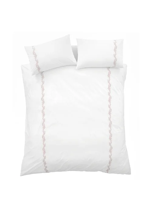 Bianca Fine Linens Camille Embroidered Floral 200 Thread Count Cotton Duvet Cover Set Pink - Single Image 5
