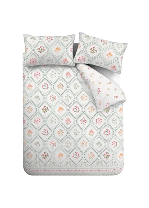 Catherine Lansfield Cameo Floral Reversible Duvet Cover Set Soft Green - Single Image 5