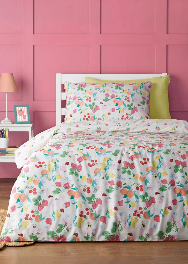 Catherine Lansfield Fruity Friends Reversible Duvet Cover Set Bright
