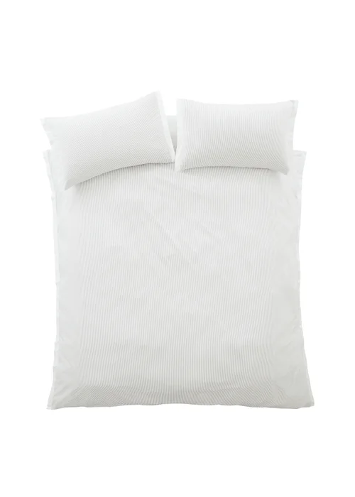 Bianca Fine Linens Seersucker Woven Stripe 180 Thread Count Cotton Duvet Cover Set Grey - Single Image 6